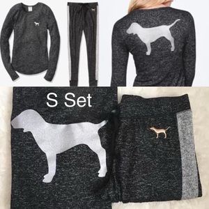 Black Victoria Secret PINK Sleep Shirt & Pant Set